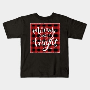 Merry And Bright Buffalo Plaid Kids T-Shirt